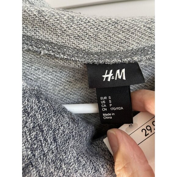 H&M Unisex Button Down Cotton Lightweight Hooded Jacket Size S Color Gray NWT - Picture 2 of 11